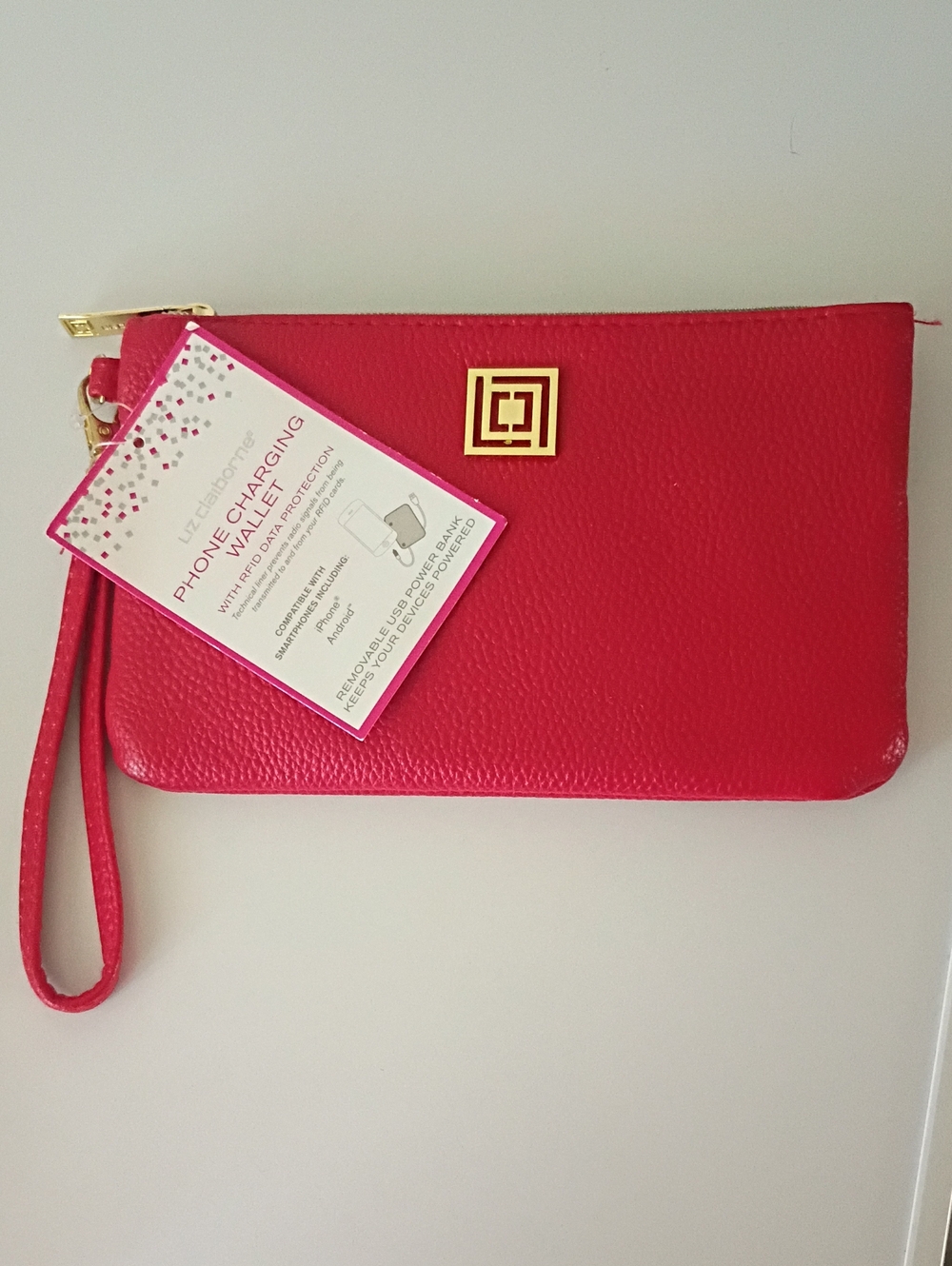 RARE Liz Claiborne Red Phone Charging Wallet